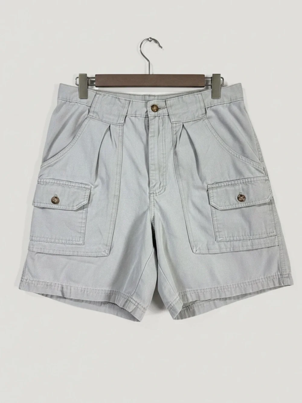 Vintage High Sierra Mens Khaki Cotton Cargo Shorts Casual Outdoor Hiking Size 30